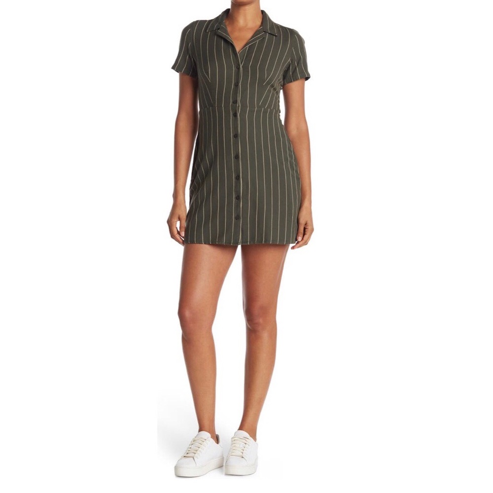 Obey Ava Striped Mini Shirt Dress